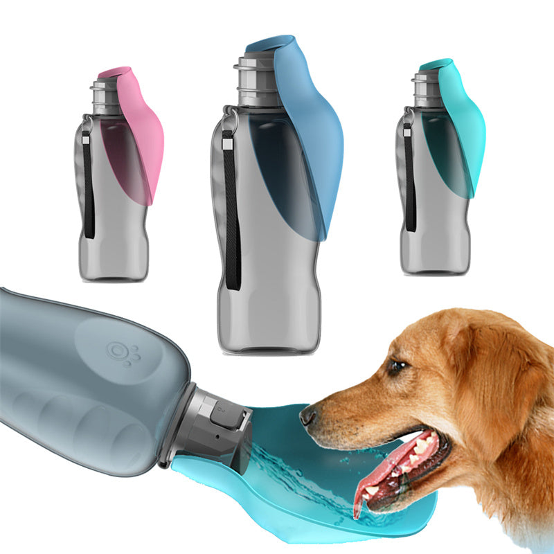 800ml leakproof portable dog water bottle with foldable drinking bowl, ideal for travel and outdoor adventures