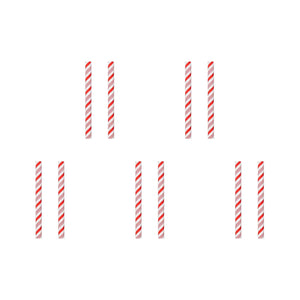 Red and white striped candy canes on a white background