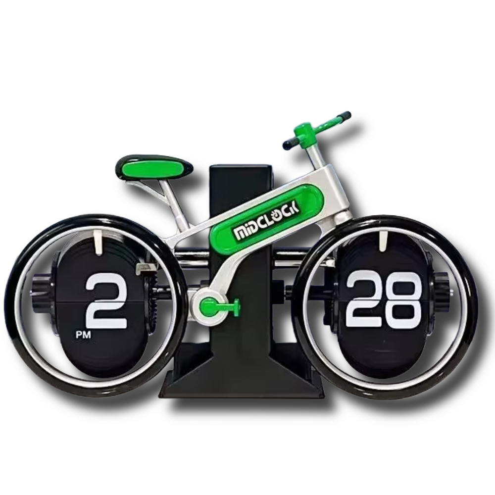 Retro bicycle flip clock with vintage design for desktop time display