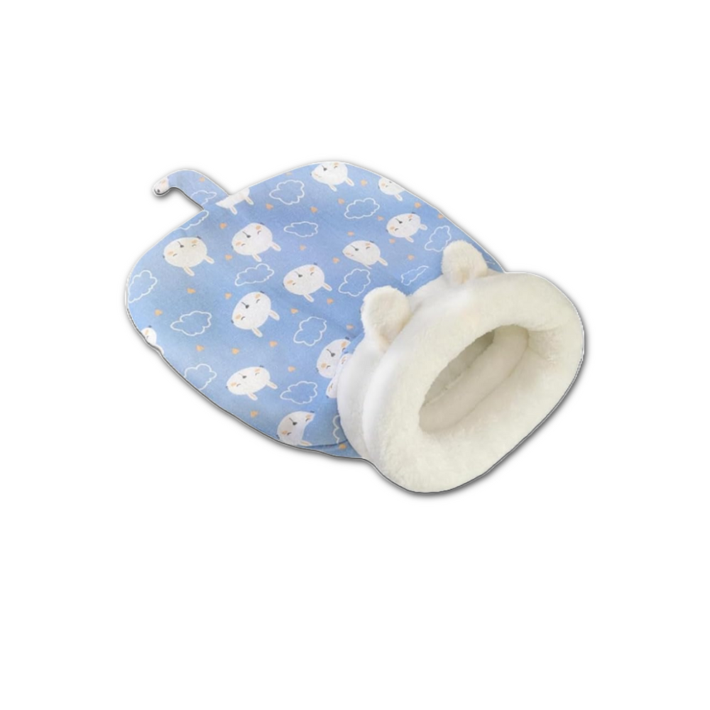 Plush velvet cat sleeping bag providing cozy winter warmth and comfort