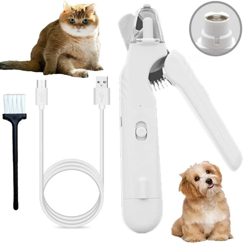 Pet nail trimmer kit with USB charging cable grinder head and cleaning brush for cats and dogs