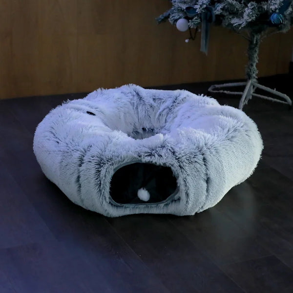 Gray Fluffy Cat Tunnel 