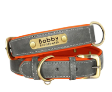 Custom Engraved Leather Dog Collar - Personalized with Name &amp; Contact | Personalized Dog ID Collar