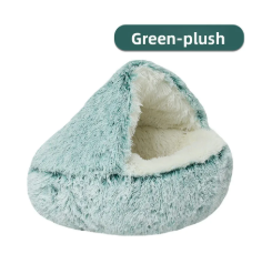 Plush Cat Cave Bed - 2-in-1 Self-Warming Pet Sanctuary | Cat Calming Bed