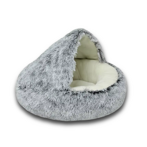 Plush Cat Cave Bed - 2-in-1 Self-Warming Pet Sanctuary | Cat Calming Bed