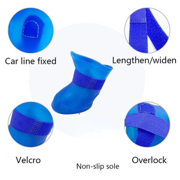 Waterproof anti-slip pet boots providing paw protection for dogs and cats