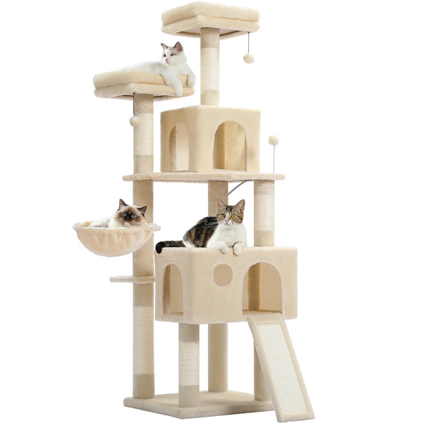 Large Cat Tree for Indoor Cats, Multi-Level Cat Tower with Scratching Posts, Padded Perches, Plush Cat Condo, Cat Accessories