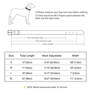 Custom leather dog collar with personalized engraving, featuring reflective safety trim