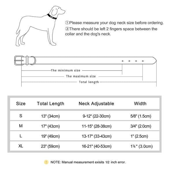 Custom leather dog collar with personalized engraving, featuring reflective safety trim