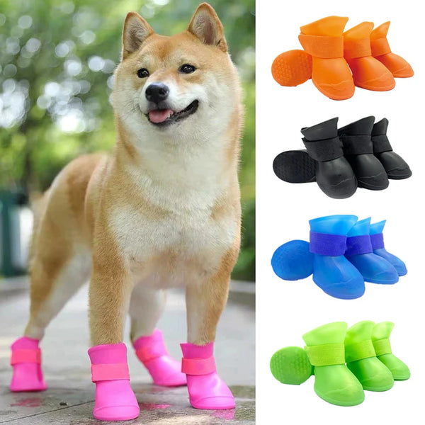 Waterproof anti-slip pet boots providing paw protection for dogs and cats