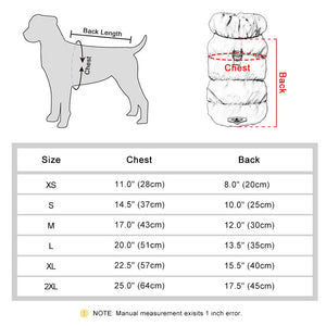 Soft Warm Winter Padded Pet Jacket - For Small & Medium Dogs