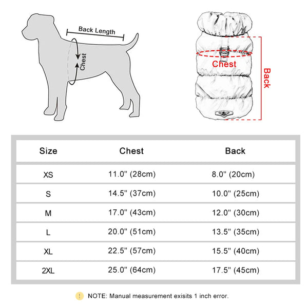 Soft Warm Winter Padded Pet Jacket - For Small & Medium Dogs