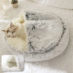Deep Sleep – Enclosed Plush Cat Bed for Secure, Full Rest