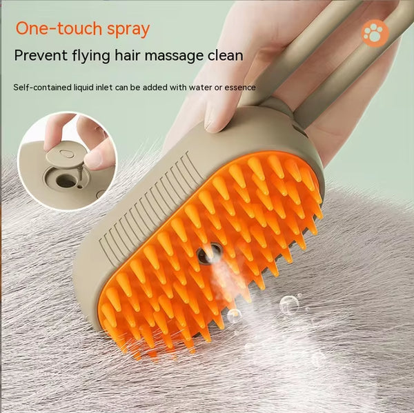 Multifunctional pet grooming spray comb with easy spray mechanism for detangling and conditioning