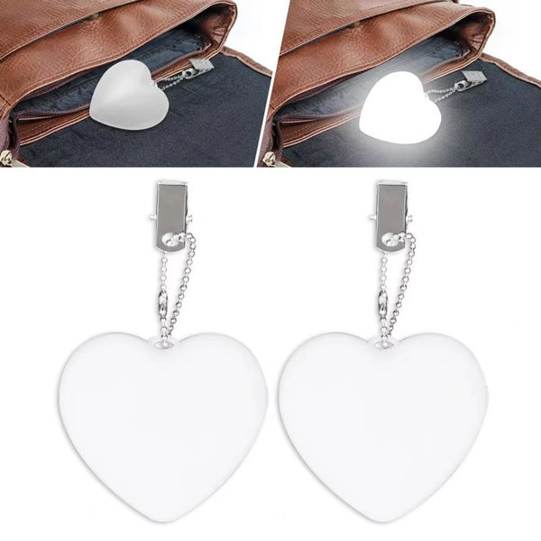 2Pcs Purse Lights Tote Bag Clip Lamps Bright Mini Keychain Lamp Battery Powered Heart Shape Bag Lights Handbag Purse Lamps