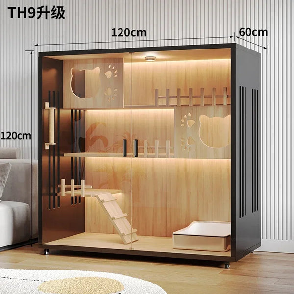 Modern cat villa with dimensions - 120cmx60x120 luxury cat house size guide