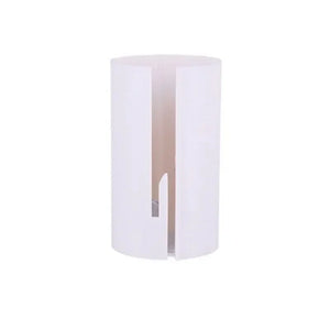 White wrapping paper cutter with hidden safety blade — compact roll cutting tool for precise, smooth gift wrap edges during holiday wrapping.